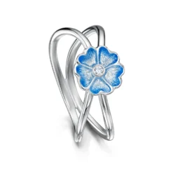 Primula Scotica 1-flower CZ Ring In Forget-Me-Not Blue