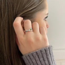 Wild Grasses Cubic Zirconia Ring In Meadow Enamel -Outlet Jewel Orix Store ESR187 Meadow scaled