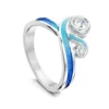 New Wave Double CZ Dress Ring In Ocean Enamel -Outlet Jewel Orix Store ESR201 OCEAN upright