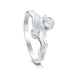 River Ripples 4mm & 3mm Cubic Zirconia Ring In Frost Enamel -Outlet Jewel Orix Store ESR89 FROST upright