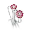 Primula Scotica 2-flower CZ Ring In Hot Pink Enamel -Outlet Jewel Orix Store ESRX140 HPINK upright