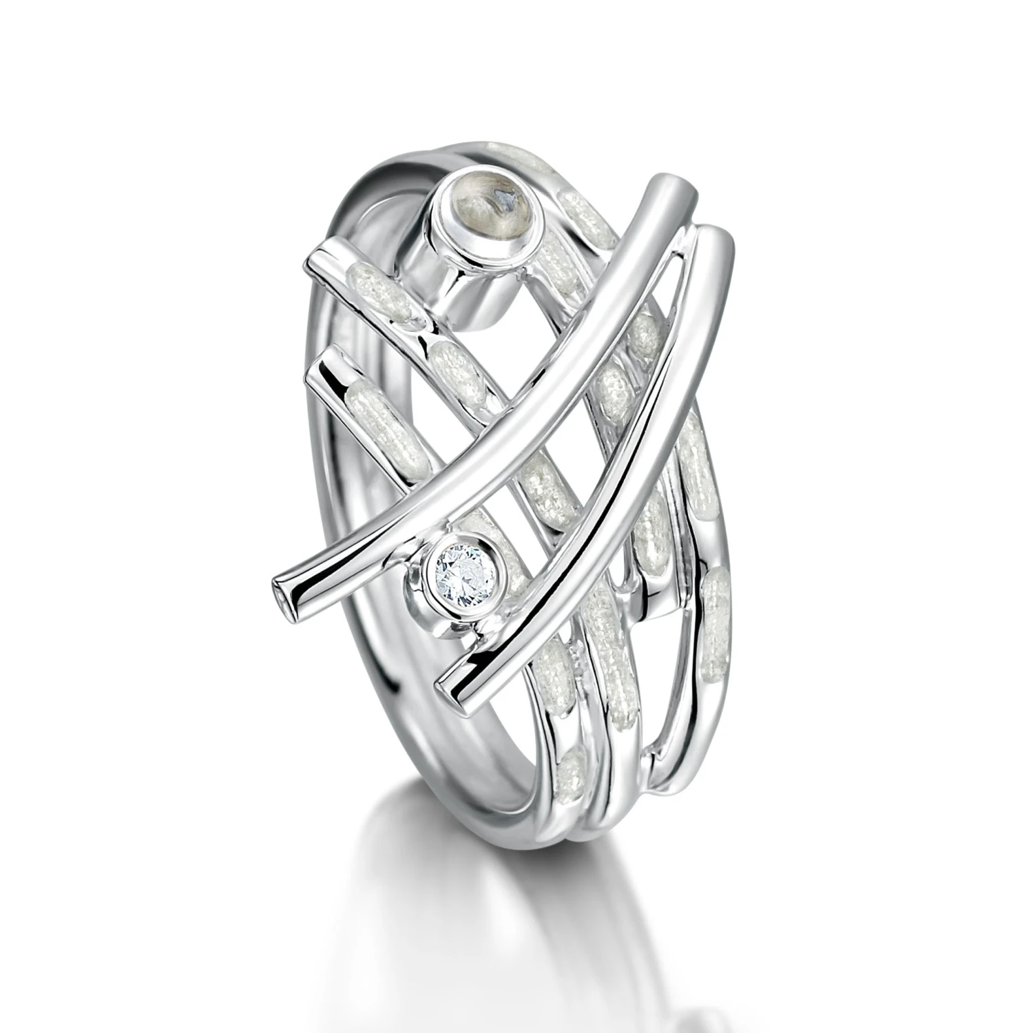 Morning Dew Enamel Ring With Moonstone & CZ 4 Morning Dew Enamel Ring With Moonstone & CZ - Image 2