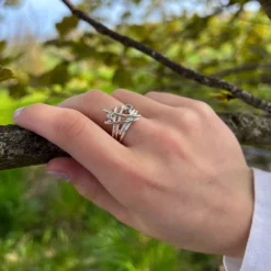 Morning Dew Enamel Ring With Moonstone & CZ