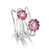 Primula Scotica 2-flower Statement CZ Ring In Hot Pink Enamel -Outlet Jewel Orix Store ESRXX140 HPINK upright