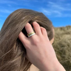 Ogham Diamond 9ct Yellow Gold & Halo ‘Crystal’ Enamel Ring Set -Outlet Jewel Orix Store GoldOghamandCrystalHaloRingStack