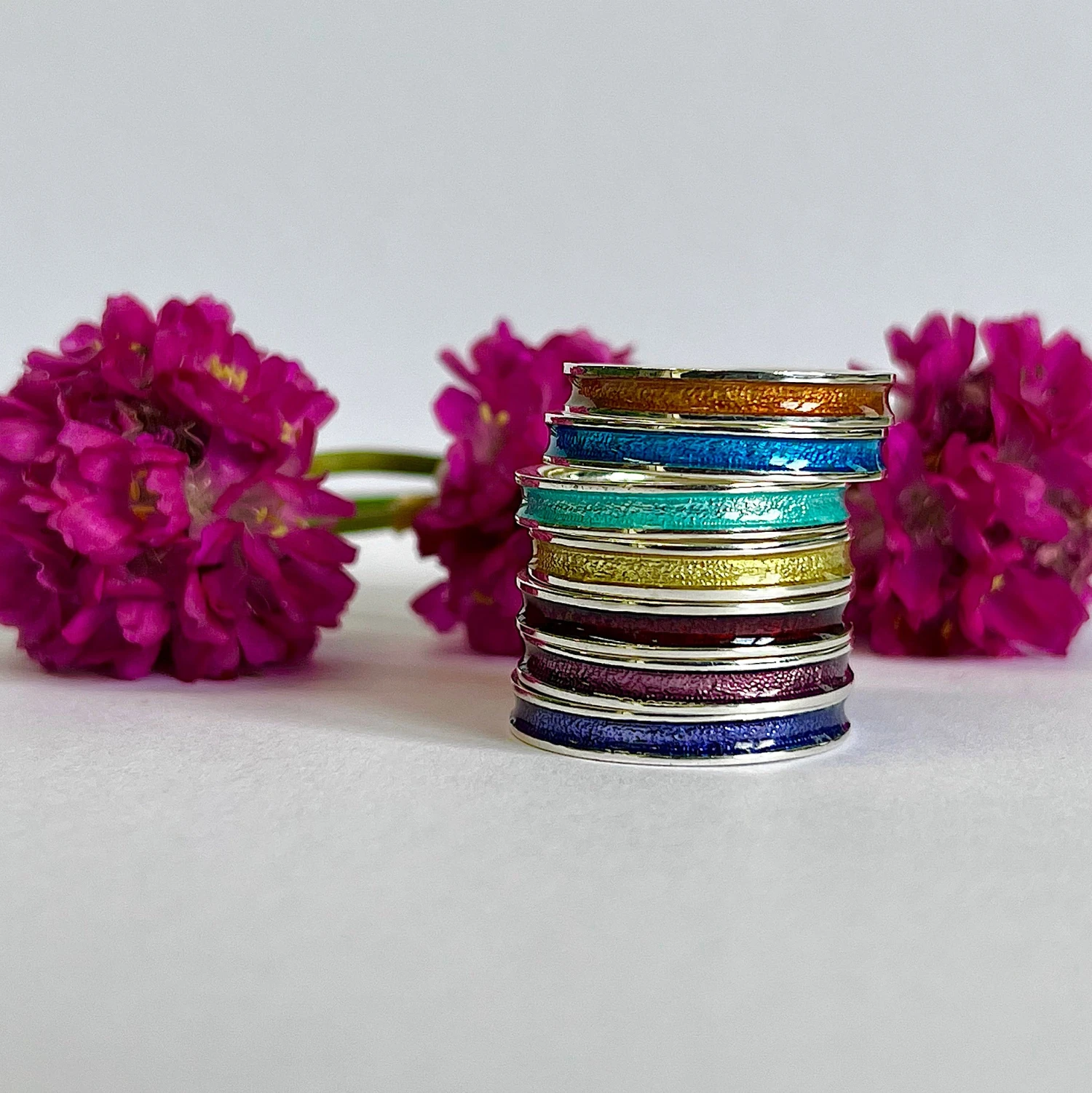 Halo Sterling Silver Ring In Yellow Enamel 6 Halo Sterling Silver Ring In Yellow Enamel - Image 4