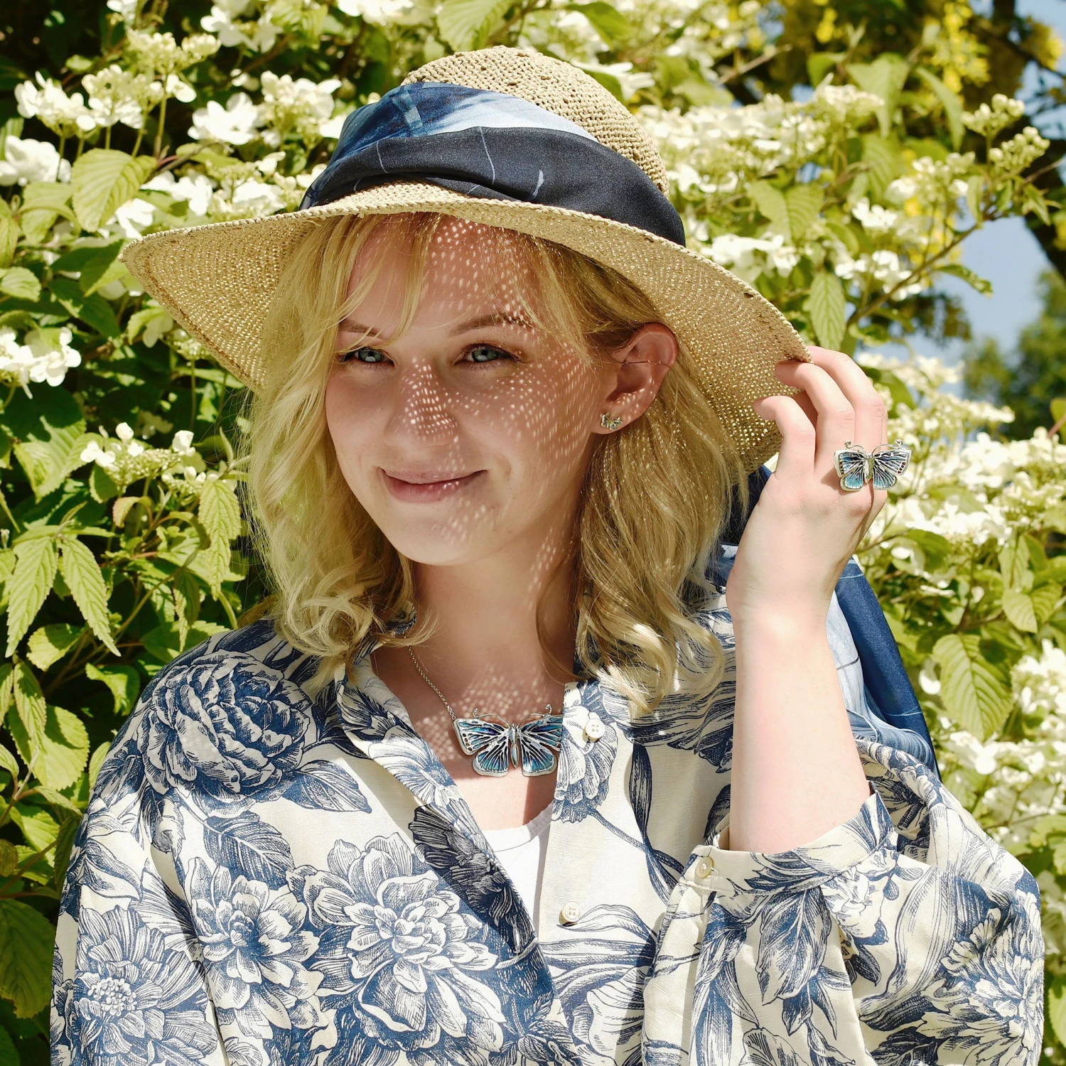 Common Blue Butterfly Enamel Cocktail Ring 6 Common Blue Butterfly Enamel Cocktail Ring - Image 4