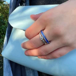 Matrix Cubic Zirconia Ring In Sterling Silver -Outlet Jewel Orix Store Matrix BlueHaloRingStack2