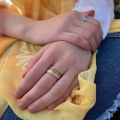 Halo Sterling Silver Ring In Yellow Enamel 16 Halo Sterling Silver Ring In Yellow Enamel -Outlet Jewel Orix Store Orange YellowHaloRingStack