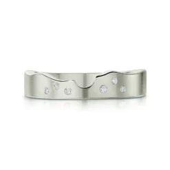 River Ripples Wedding Band In Platinum With Diamonds