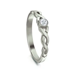 Celtic Twist 0.09ct Diamond Solitaire Ring In Platinum