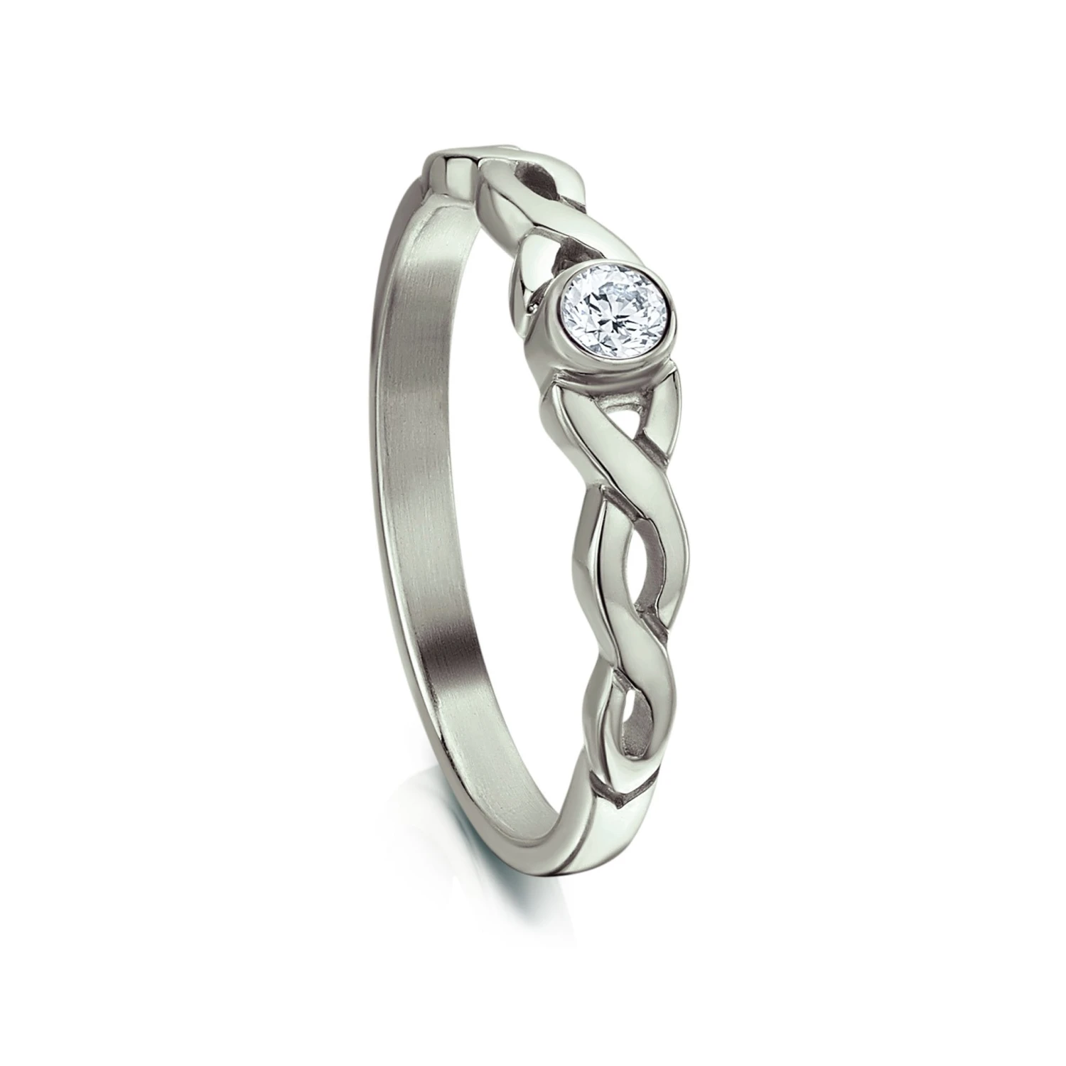 Celtic Twist 0.09ct Diamond Solitaire Ring In Platinum 3 Celtic Twist 0.09ct Diamond Solitaire Ring In Platinum
