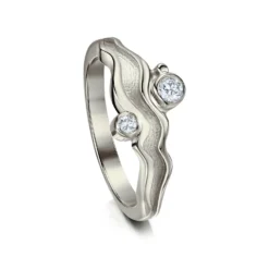 River Ripples 3mm & 2mm Diamond Engagement Ring In Platinum