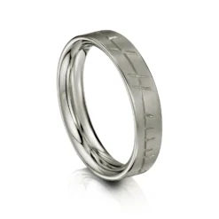 Ogham Flat Court Ring In Platinum
