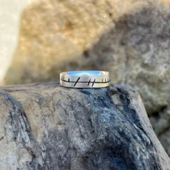 Ogham Flat Court Ring In Sterling Silver -Outlet Jewel Orix Store R99 Oghamringlifestyle2