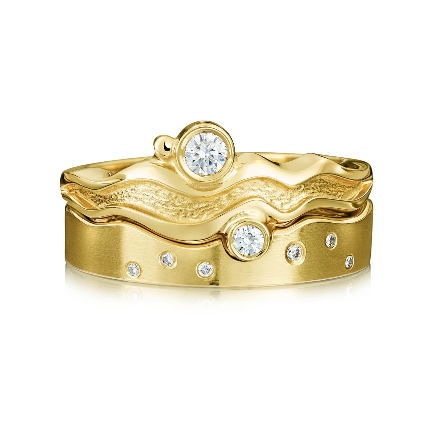Diamond River Ripples Ring Set In 18ct Yellow Gold 3 Diamond River Ripples Ring Set In 18ct Yellow Gold