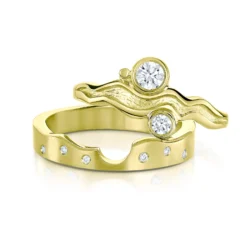 Diamond River Ripples Dress Ring Set In 18ct Yellow Gold