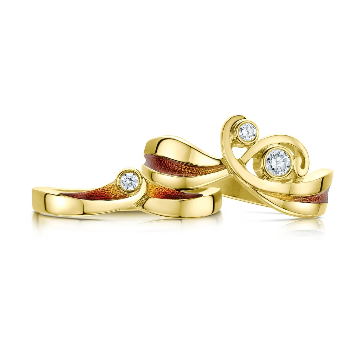 New Wave ‘Fire’ Enamel Diamond Ring Set In 18ct Yellow Gold 4 New Wave ‘Fire’ Enamel Diamond Ring Set In 18ct Yellow Gold - Image 2