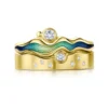 River Ripples ‘Ocean’ Enamel Diamond Ring Set In 18ct Yellow Gold -Outlet Jewel Orix Store SET 18Y EDR88 OCEAN DR088 face1