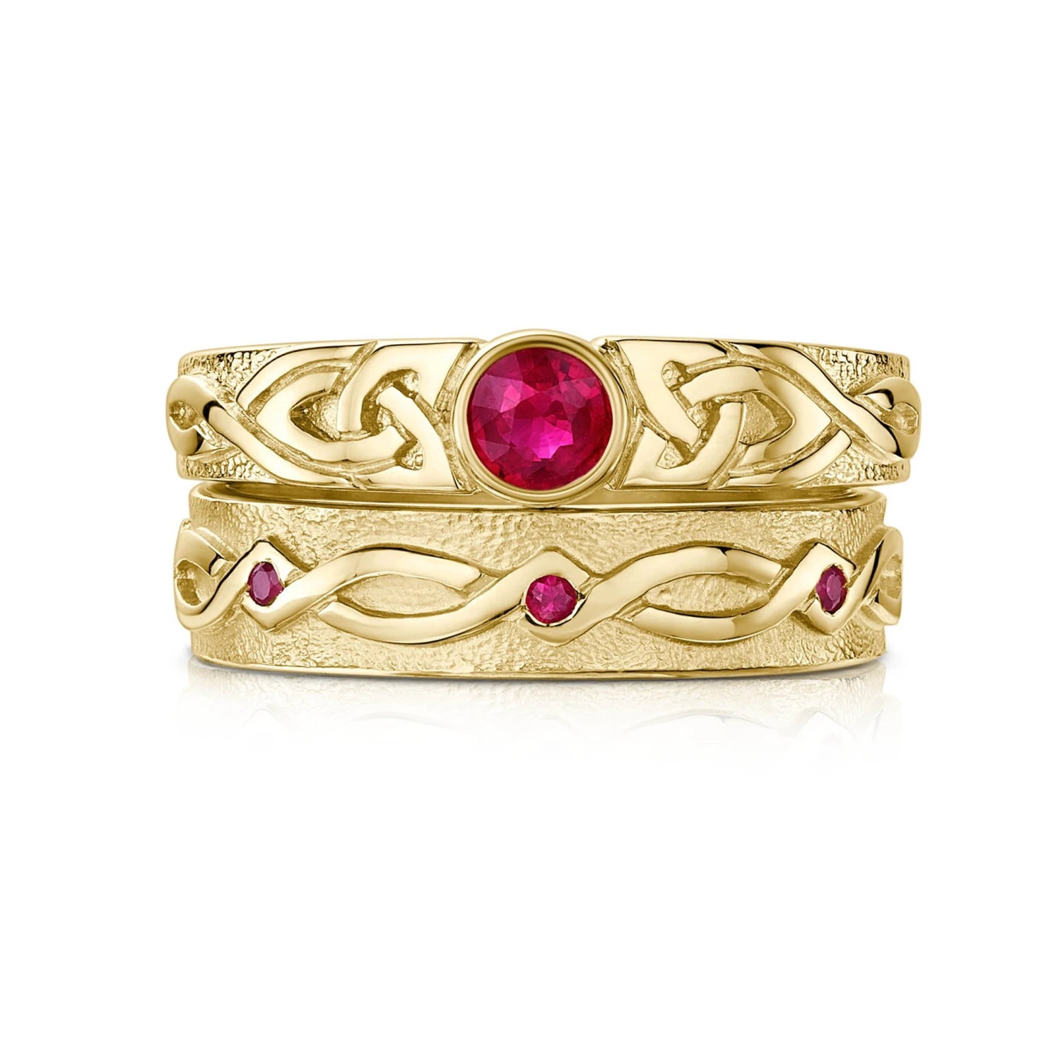 Celtic Knotwork Ruby Ring Set In 18ct Yellow Gold 3 Celtic Knotwork Ruby Ring Set In 18ct Yellow Gold