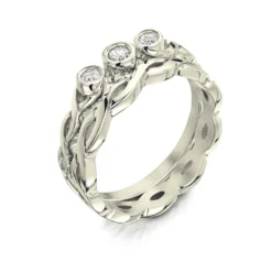 Celtic Trilogy Diamond Ring Set In 9ct White Gold