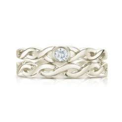 Celtic Twist Solitaire Ring Set In 9ct White Gold