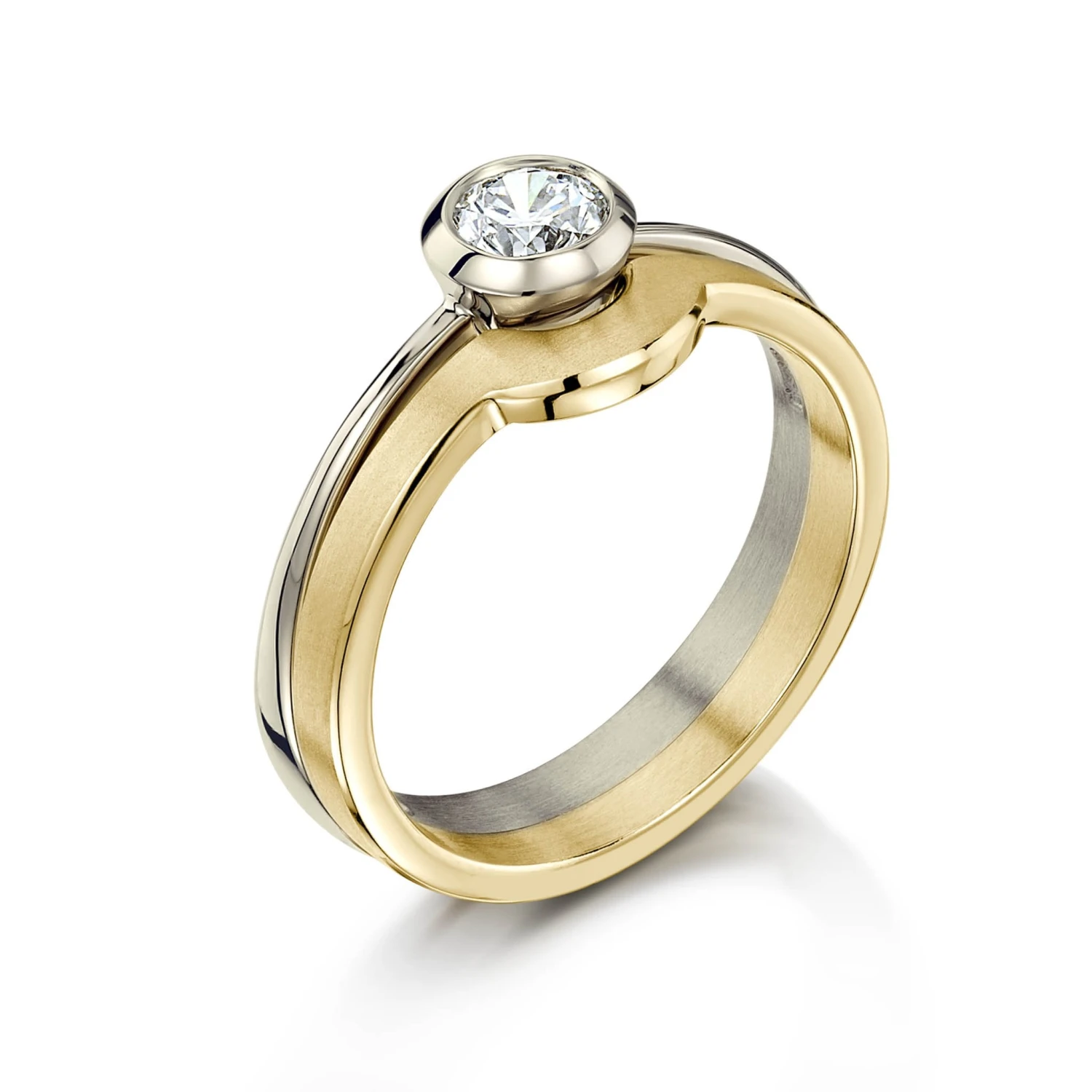 Arch Solitaire 0.40ct Ring Set In 9ct White & Yellow Gold 3 Arch Solitaire 0.40ct Ring Set In 9ct White & Yellow Gold