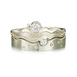 Diamond River Ripples Ring Set In 9ct White Gold