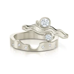 Diamond River Ripples Dress Ring Set In 9ct White Gold