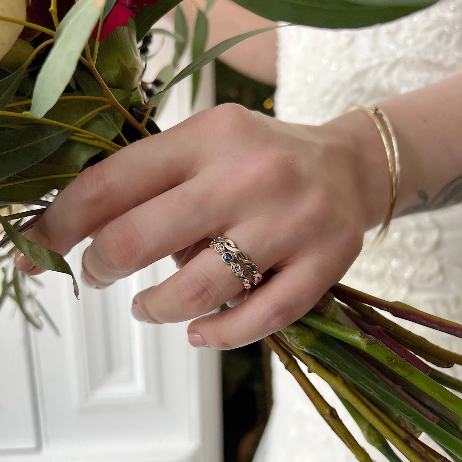 Celtic Trilogy Sapphire & Diamond Ring Set In 9ct White Gold 6 Celtic Trilogy Sapphire & Diamond Ring Set In 9ct White Gold - Image 4