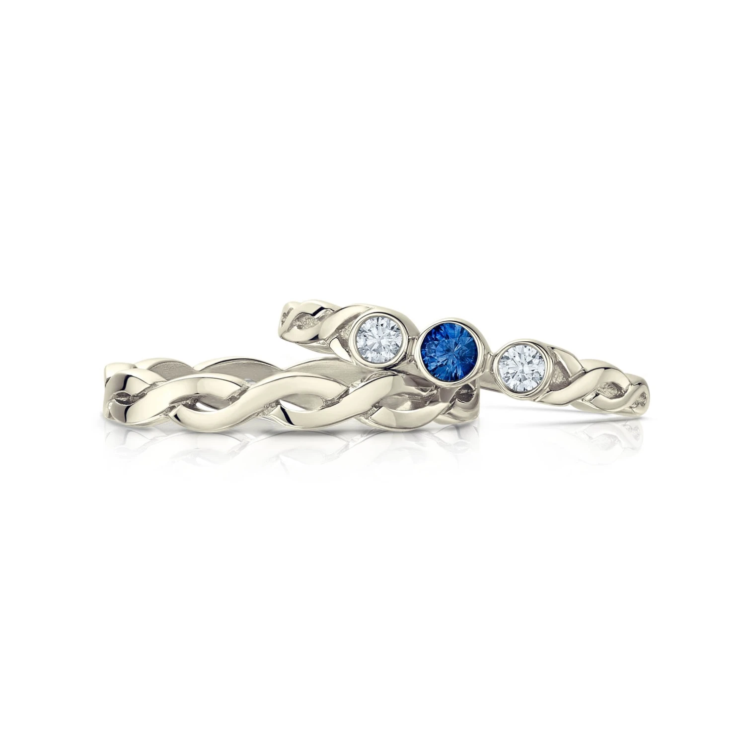 Celtic Trilogy Sapphire & Diamond Ring Set In 9ct White Gold 5 Celtic Trilogy Sapphire & Diamond Ring Set In 9ct White Gold - Image 3