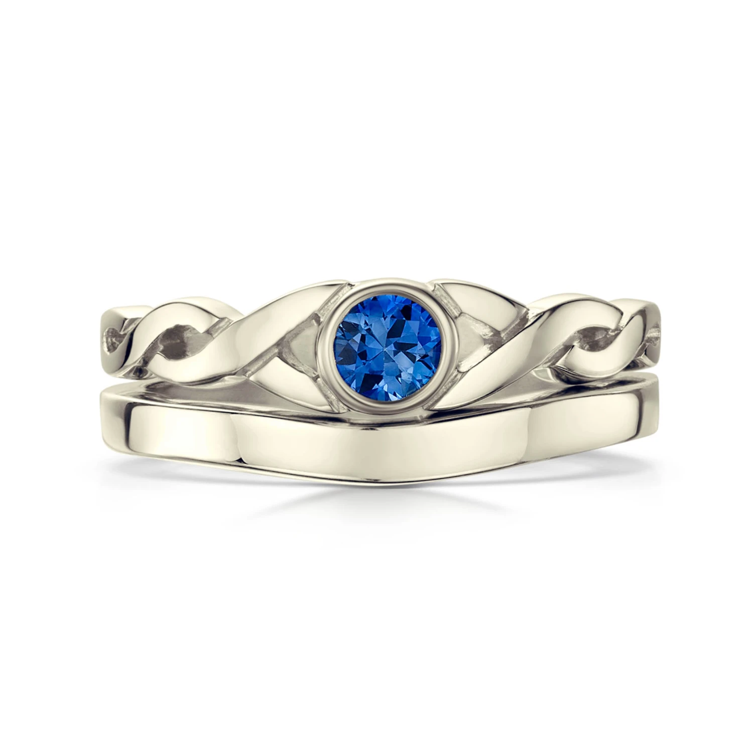 Celtic Twist Sapphire Ring Set In 9ct White Gold 3 Celtic Twist Sapphire Ring Set In 9ct White Gold