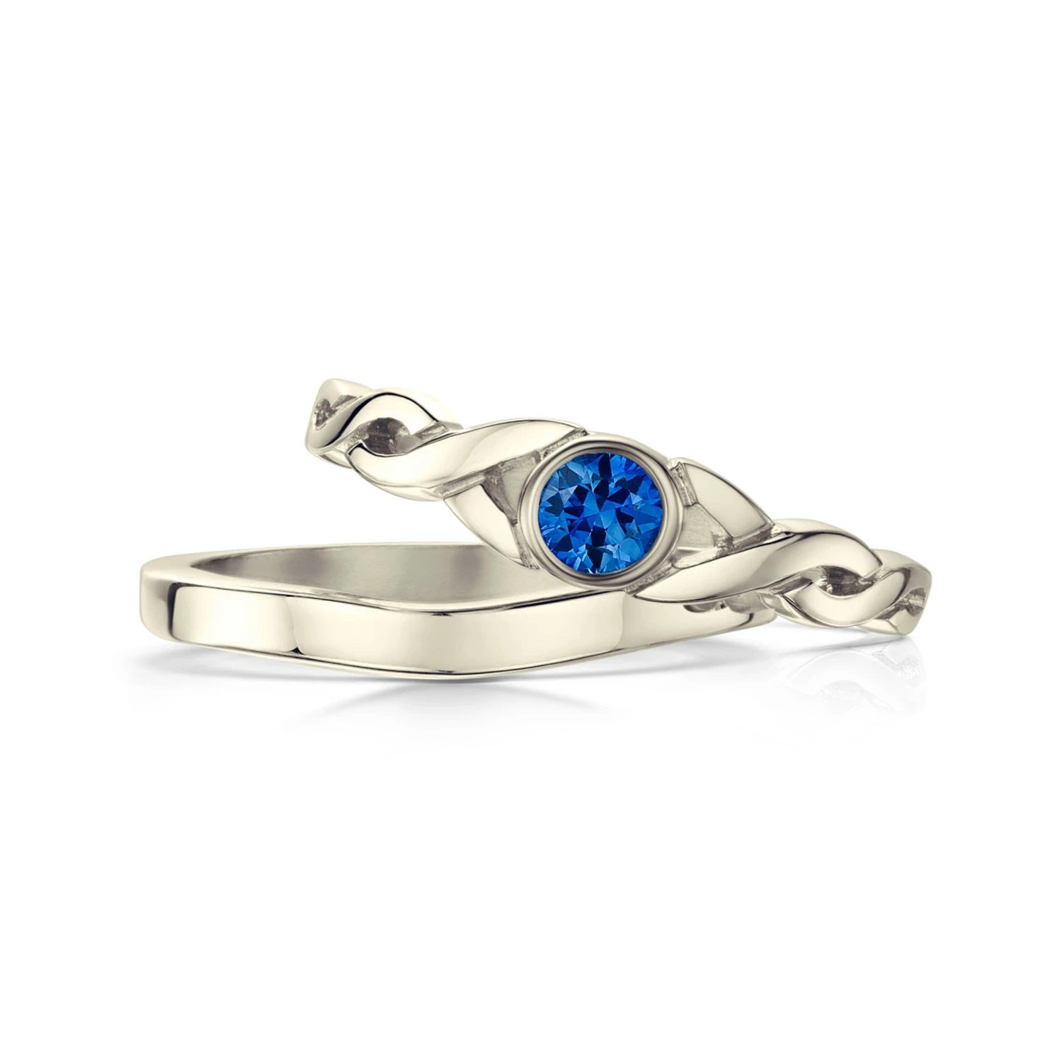Celtic Twist Sapphire Ring Set In 9ct White Gold 4 Celtic Twist Sapphire Ring Set In 9ct White Gold - Image 2