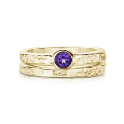 Matrix Amethyst Ring Set In 9ct Yellow Gold