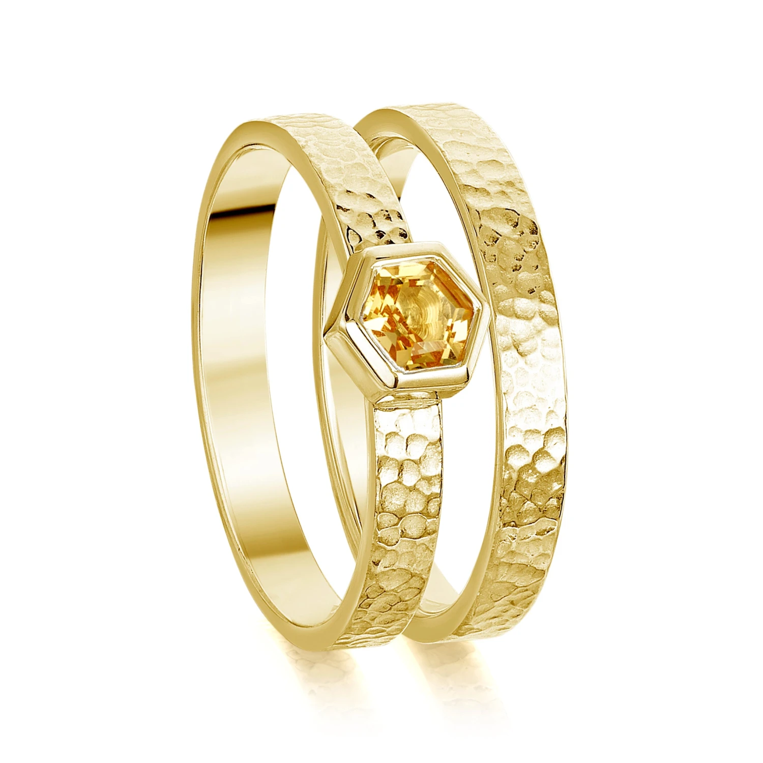 Honeycomb 4mm Citrine Ring Set In 9ct Yellow Gold 3 Honeycomb 4mm Citrine Ring Set In 9ct Yellow Gold - Image 2