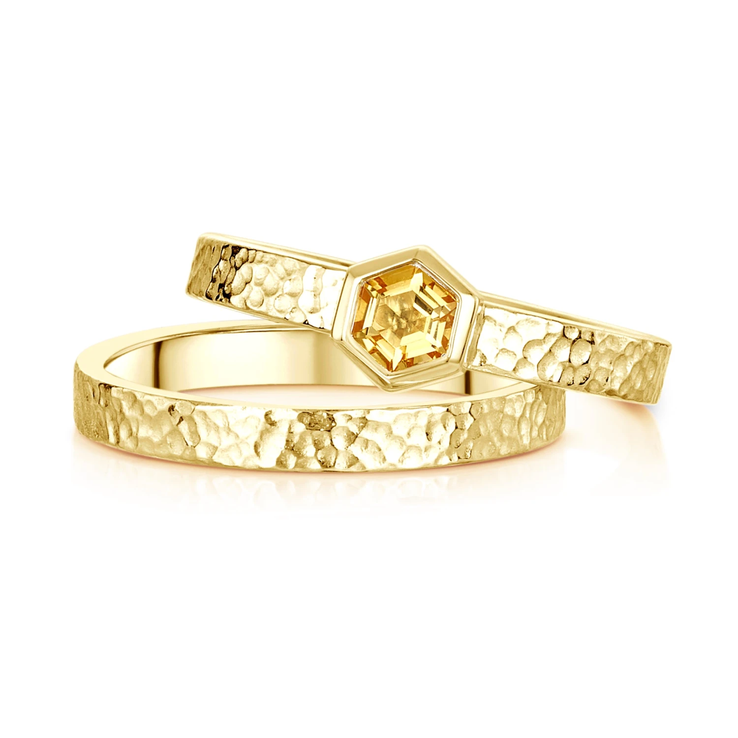 Honeycomb 4mm Citrine Ring Set In 9ct Yellow Gold 2 Honeycomb 4mm Citrine Ring Set In 9ct Yellow Gold