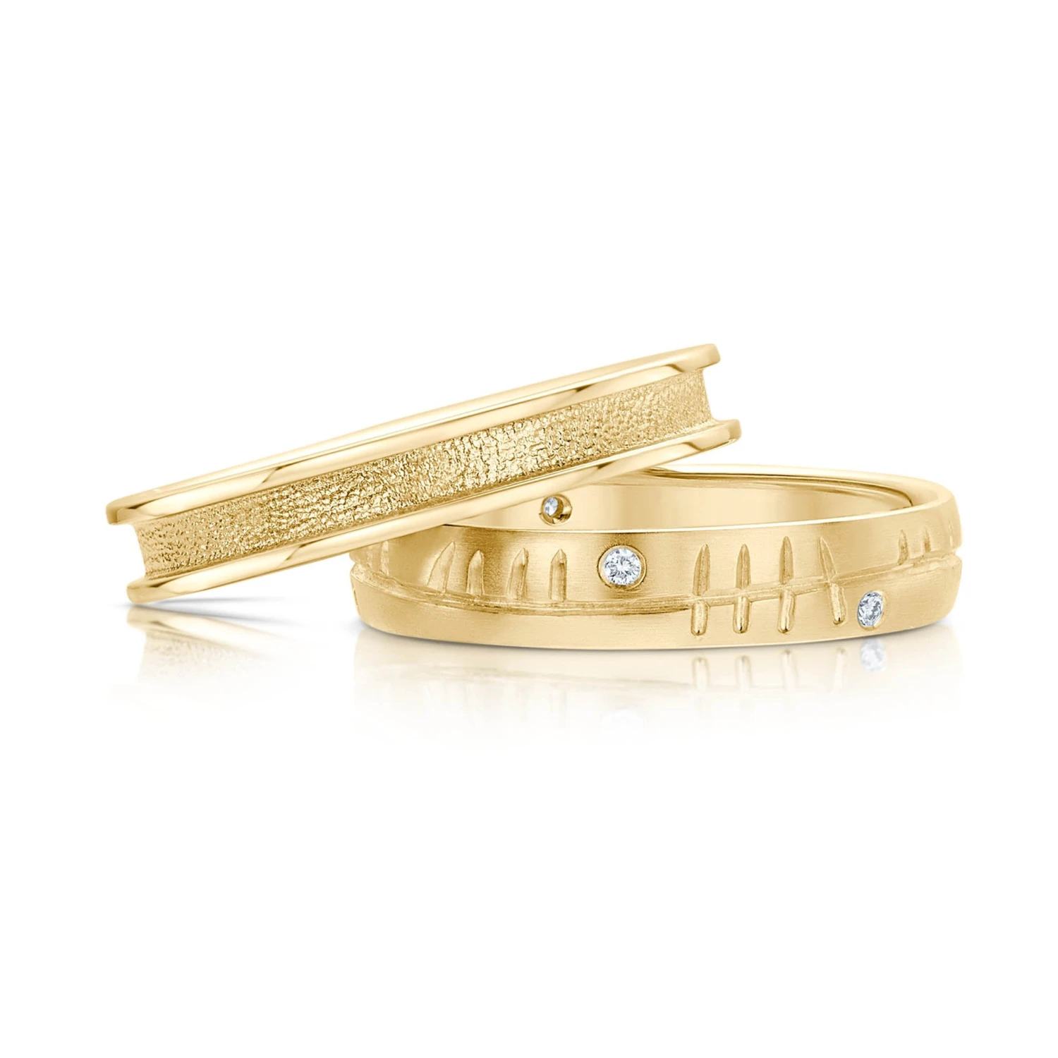 Ogham Diamond & Halo Ring Set In 9ct Yellow Gold 3 Ogham Diamond & Halo Ring Set In 9ct Yellow Gold