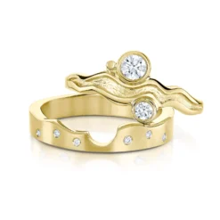 Diamond River Ripples Dress Ring Set In 9ct Yellow Gold