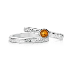 Matrix Citrine Ring Set In Sterling Silver