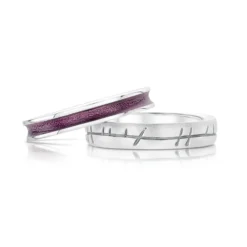 Halo ‘Pink’ Enamel & Ogham Sterling Silver Ring Set