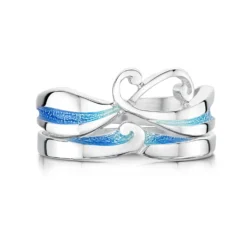 New Wave ‘Light Ocean’ Enamel Ring Set In Sterling Silver