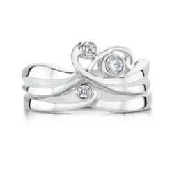 New Wave ‘Crystal’ Enamel CZ Ring Set In Sterling Silver