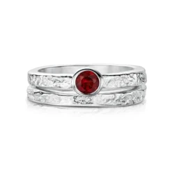 Matrix Garnet Ring Set In Sterling Silver