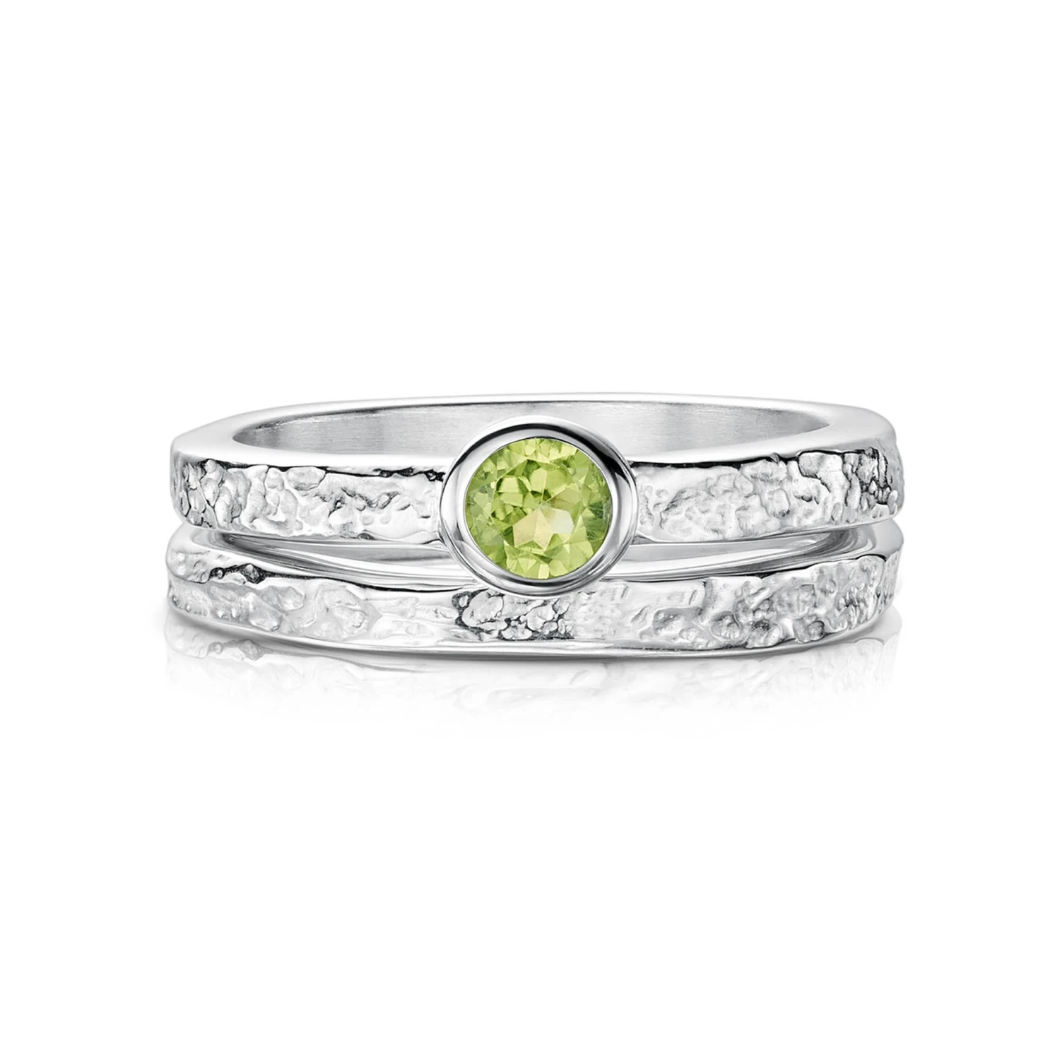 Matrix Peridot Ring Set In Sterling Silver 3 Matrix Peridot Ring Set In Sterling Silver