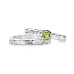 Matrix Peridot Ring Set In Sterling Silver 5 Matrix Peridot Ring Set In Sterling Silver -Outlet Jewel Orix Store SET PER SR0215 R0215 face2