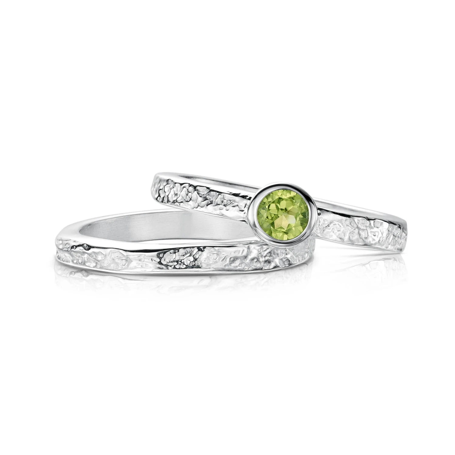 Matrix Peridot Ring Set In Sterling Silver 4 Matrix Peridot Ring Set In Sterling Silver - Image 2