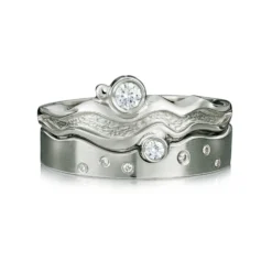 Diamond River Ripples Ring Set In Platinum