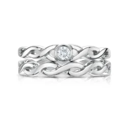Celtic Twist 3mm Cubic Zirconia Ring Set In Sterling Silver