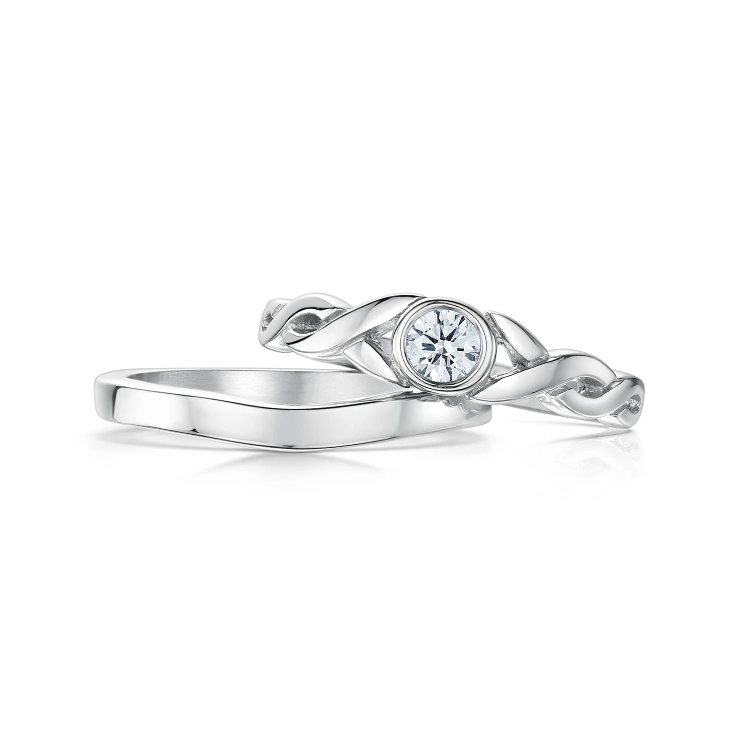 Celtic Twist 4mm Cubic Zirconia Ring Set In Sterling Silver 4 Celtic Twist 4mm Cubic Zirconia Ring Set In Sterling Silver - Image 2