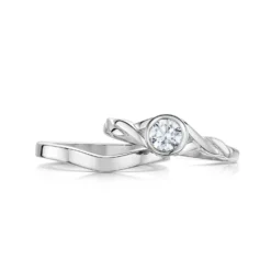 Celtic Twist 4.75mm CZ Ring Set In Sterling Silver -Outlet Jewel Orix Store SET SR199 RX181 face1